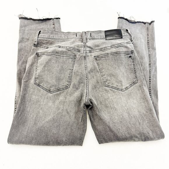 Madewell Stovepipe Gray Wash Straight Leg Denim Jeans Raw Hem Size 26 AA595 - Picture 5 of 9